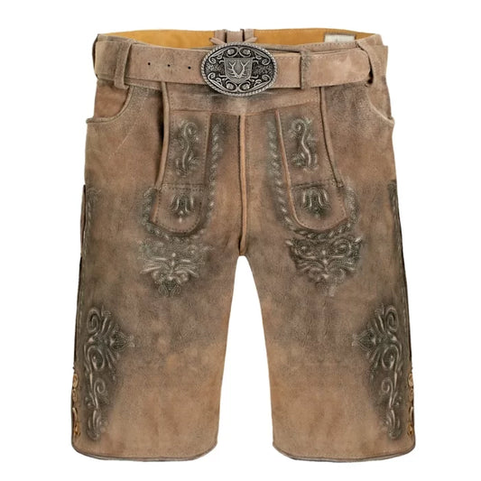 Desert Sandy Goat Suede Leather Bavarian Lederhosen