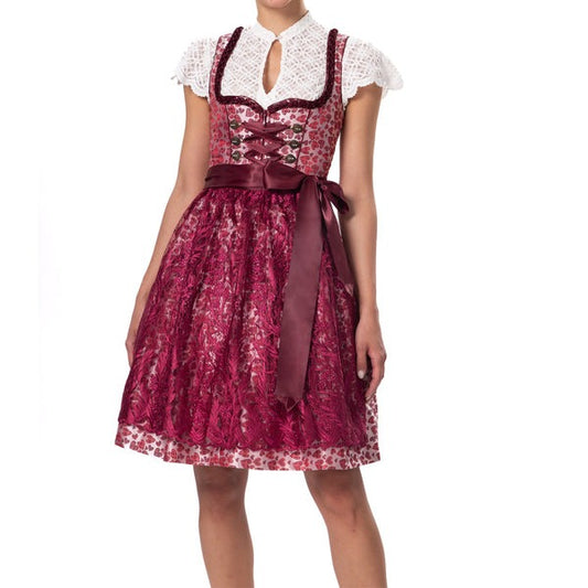 Bright Red Goat Suede Leather Bavarian Lederhosen Dirndl