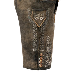 Brown Olive Goat Suede Leather Bavarian Lederhosen