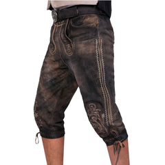 Dark Brown Goat Skin Leather Bavarian Bundhosen
