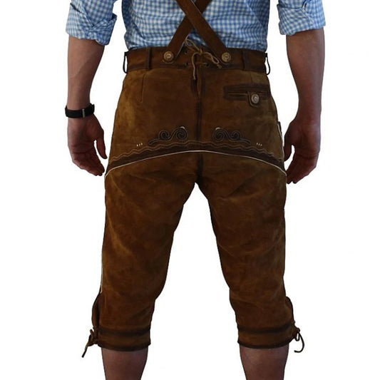 Smoky Brown Goat Skin Leather Bavarian Bundhosen
