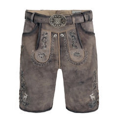 Grey Brown Goat Suede Leather Bavarian Lederhosen