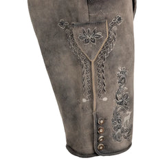 Grey Brown Goat Suede Leather Bavarian Lederhosen