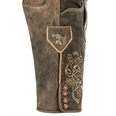 Olive Brown Goat Suede Leather Lederhosen