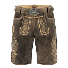 Olive Brown Goat Suede Leather Lederhosen