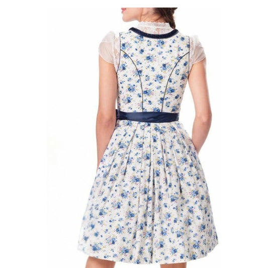 Bright Blue Goat Suede Leather Bavarian Dirndl Dress