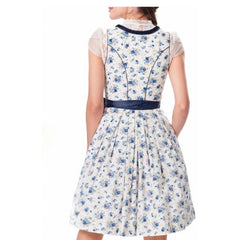 Bright Blue Goat Suede Leather Bavarian Dirndl Dress
