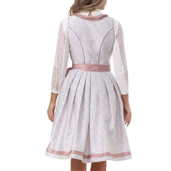 Pink White Goat Suede Leather Bavarian Lederhosen Dirndl
