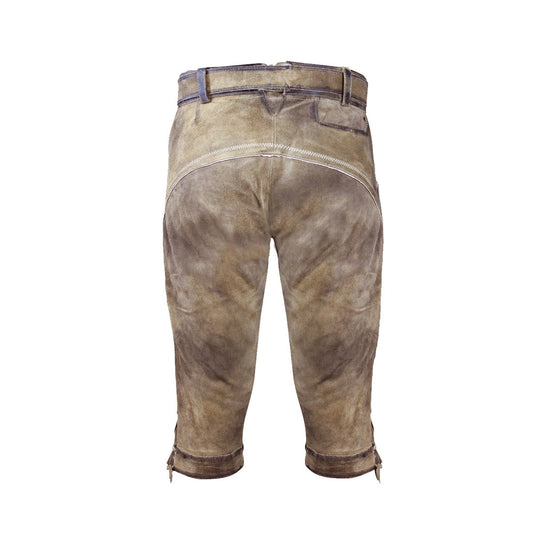 Rhino Brown Goat Suede Leather Bavarian Bundhosen
