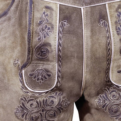 Rhino Brown Goat Suede Leather Bavarian Bundhosen