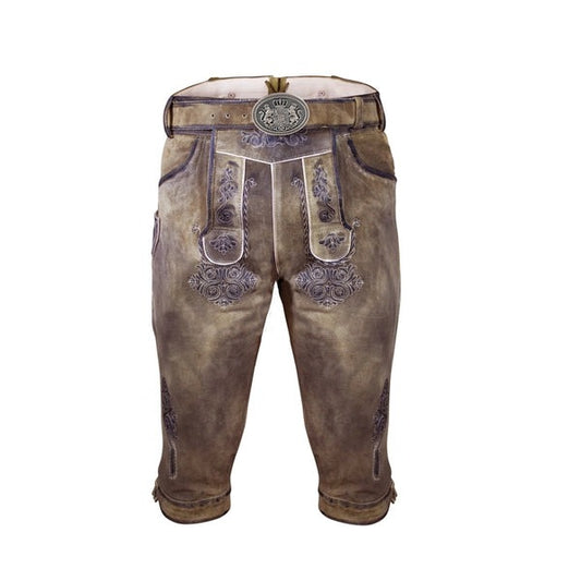 Rhino Brown Goat Suede Leather Bavarian Bundhosen