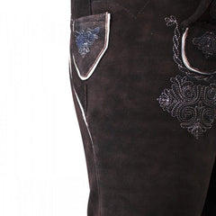 Dark Brown Goat Suede Leather Bavarian Bundhosen