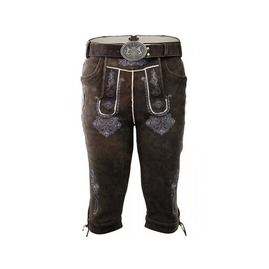 Dark Brown Goat Suede Leather Bavarian Bundhosen