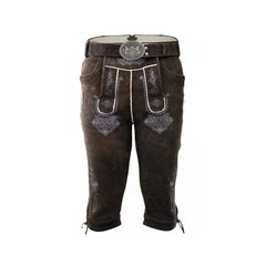 Dark Brown Goat Suede Leather Bavarian Bundhosen