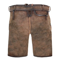 Smoky Brown Goat Suede Leather Bavarian Lederhosen Shorts