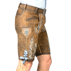 Golden Brown Deerskin Lederhosen Traditional Bavarian Shorts