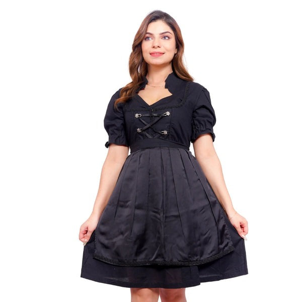 Classic Black Goat Suede Leather Bavarian Lederhosen Dirndl
