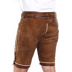 Red Brown Goat Suede Leather Bavarian Lederhosen Shorts