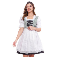 Green White Goat Suede Leather Bavarian Lederhosen Dirndl