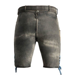 Stone Grey Goat Suede Leather Bavarian Lederhosen Shorts