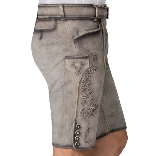 Smoky Grey Goat Suede Leather Bavarian Lederhosen Shorts