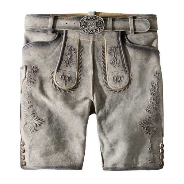 Smoky Grey Goat Suede Leather Bavarian Lederhosen Shorts