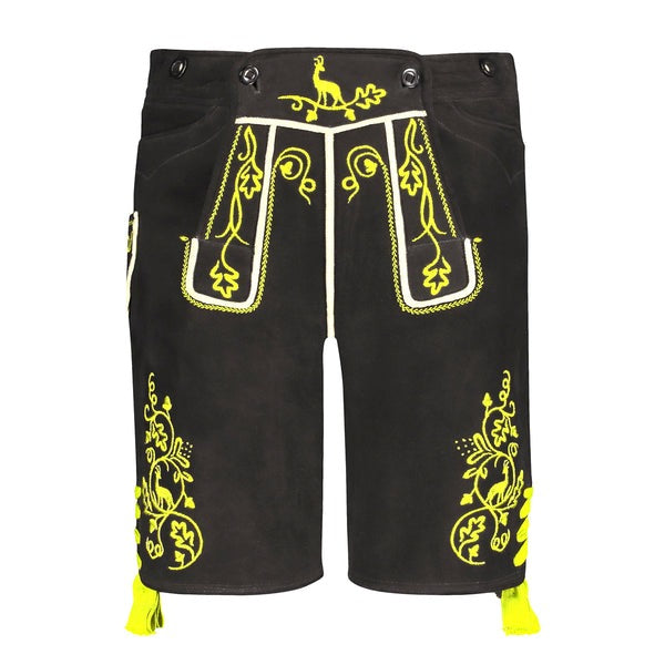 Dark Brown Goat Suede Leather Bavarian Lederhosen Shorts