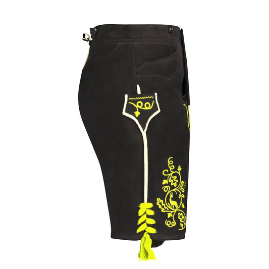 Jet Black Goat Suede Leather Bavarian Lederhosen Shorts
