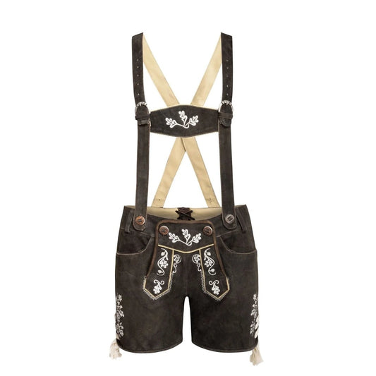 Dark Brown Cow Suede Women Lederhosen