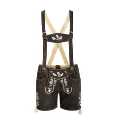 Dark Brown Cow Suede Women Lederhosen