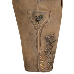 Sandy Desert Goat Suede Leather Bavarian Lederhosen Shorts