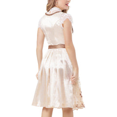 Rose Brown Goat Suede Leather Bavarian Lederhosen Dirndl