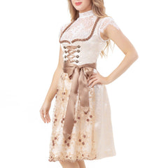 Rose Brown Goat Suede Leather Bavarian Lederhosen Dirndl