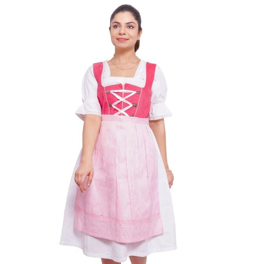 Baby Pink Goat Suede Leather Bavarian Lederhosen Dirndl