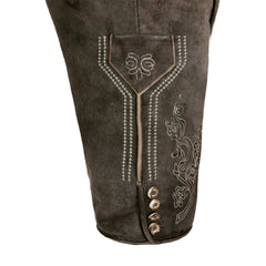 Dark Grey Brown Deerskin Lederhosen Traditional Bavarian Shorts