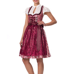 Bright Red Goat Suede Leather Bavarian Lederhosen Dirndl